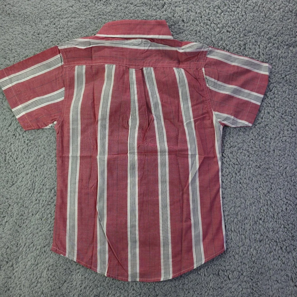Iron Wood Trading Co Boys Red White Striped Button Down Shirt Vintage Size 7 NWT